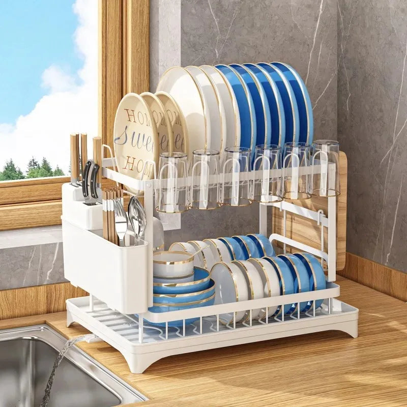 New Dish Storage Rack Kitchen Multifunctional Shelf Household Dish and Chopsticks Storage Rack Countertop Dish Drain Rack