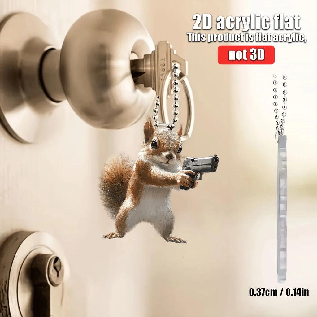 2D Funny Squirrel With Pendant Used for Car Hanging Decoration Fun Decoration Home Decoration Backpack Accessories keychains