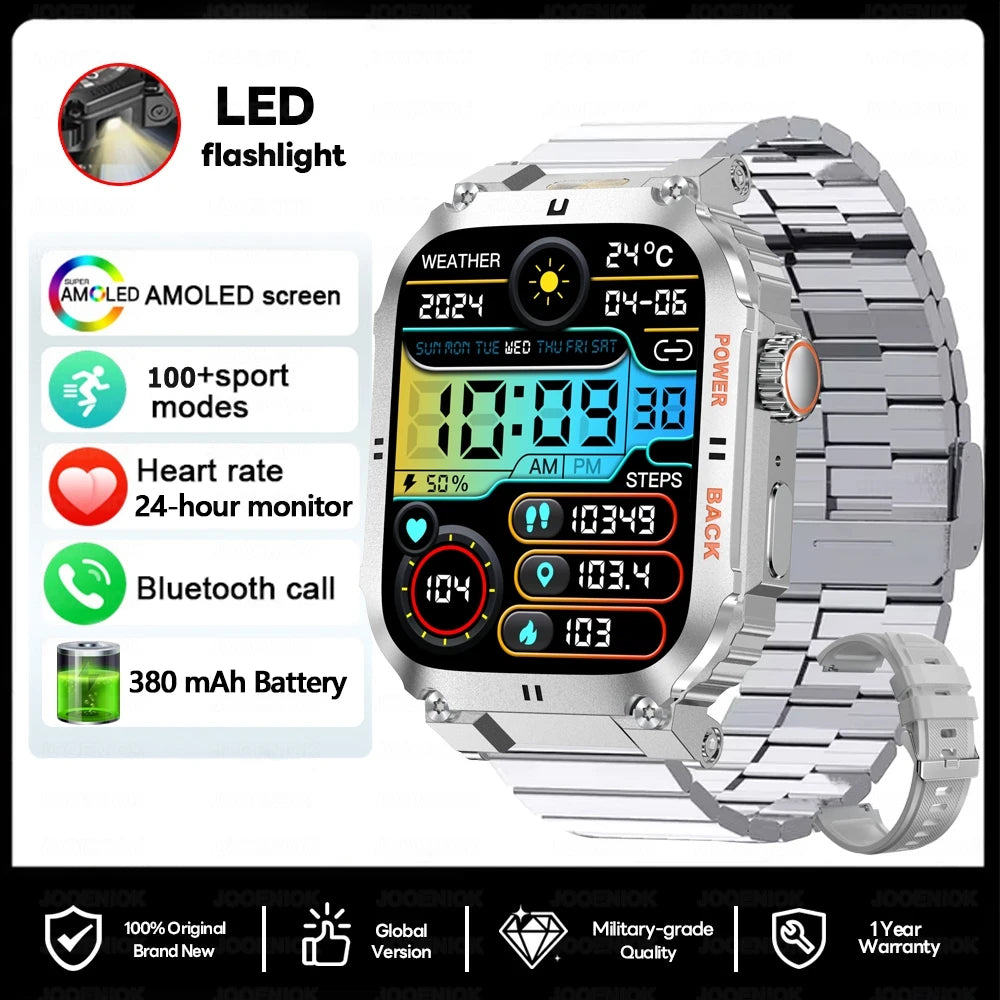 2026 New Military GPS Smart Watch Men 1.91" AMOLED Screen IP68 Waterproof Sports Fitness Tracker BT Call Smartwatches