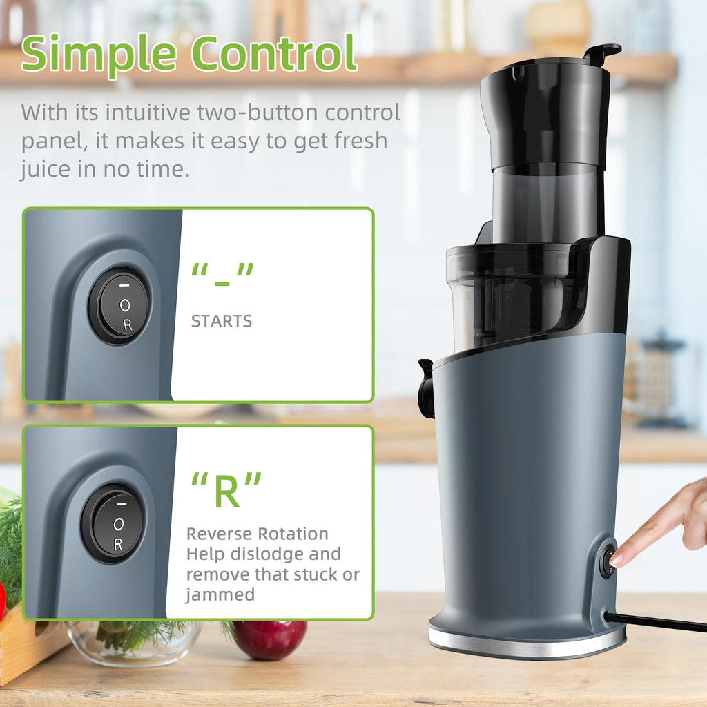 BioloMix 200W Cold Pressed Juicer with 78mm Feed Slot, Crushed Juice Extractor Fits Whole Fruits and Vegetables, Easy to Clean