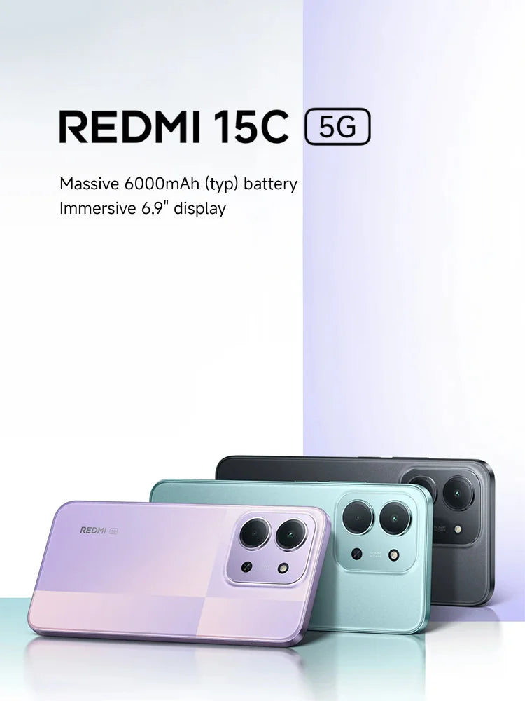 Xiaomi Redmi 15C 5G 4+128GB Global Version 120Hz 6.9“ Dot Drop Display 6nm MediaTek Dimensity 6300 processor 50MP 6000mAh 33W