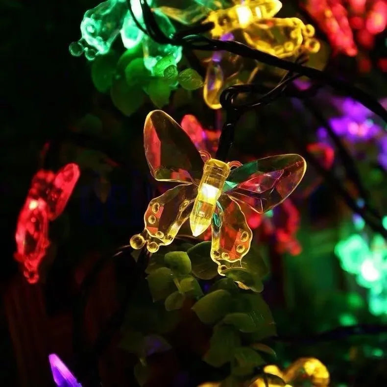 Led Solar Lamp Solar Garden Light Xmas Outdoor Decoration Lights Garden Butterfly Rose Decorative Light Outdoor Garland Lights
