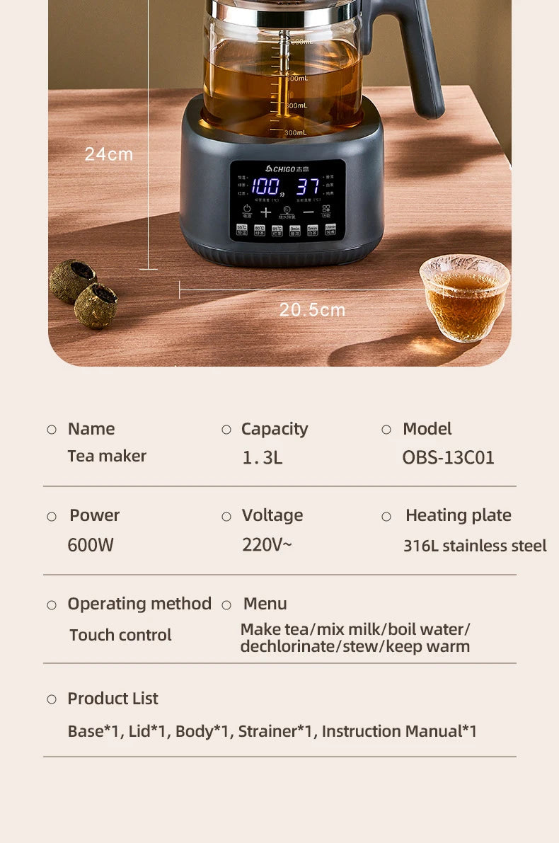 1.3L Steam Spray Tea Kettle Multifunctional Electric Kettle Baby Constant Temperature Milk Regulator 72h Thermostatic Kettle