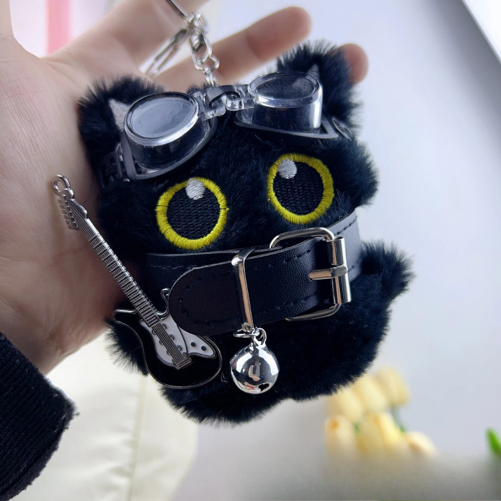 Punk Style Black Cat Keychain Cute Big Eye Cat Bag Charm  Gift