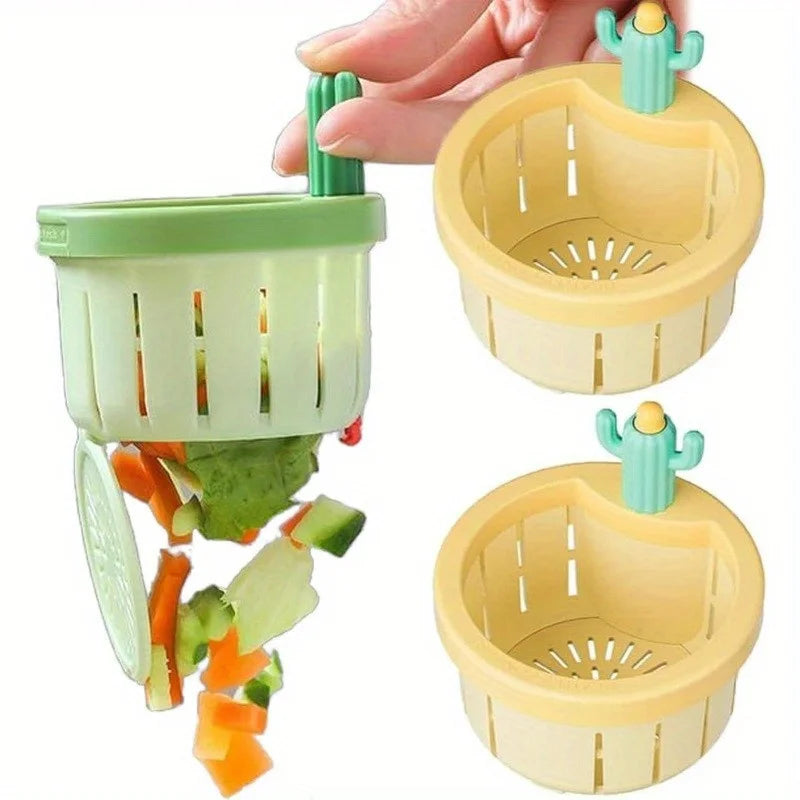 1-5pcs Cactus Sink Drain Strainer Press Automatic Dumping Basket Multi-functional Use Filter Net for Tub Kitchen Waste Collector