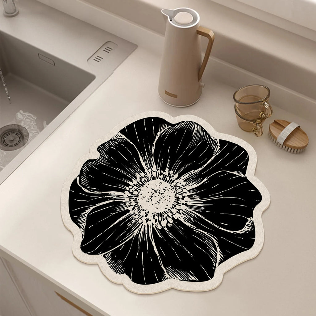Nordic Style Kitchen Draining Mat Quick-Dry Home Coffee Machine Mat Dirt-Resistant Counter Mat Kitchen Dinnerware Placemat