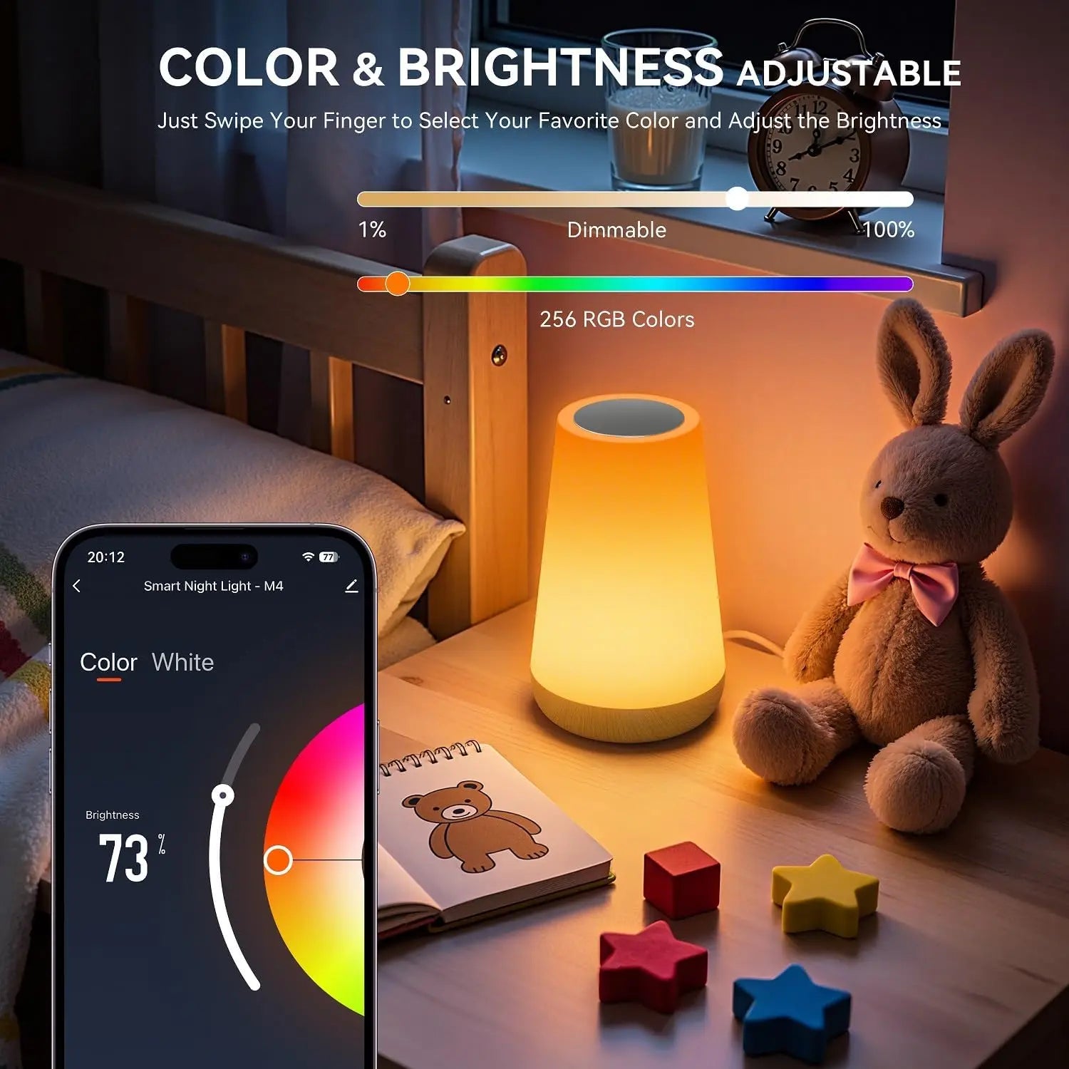 Tuya Smart APP WIFI table lamp, ambient bedside lamp, remotely controlled bedside lamp, night light with multiple lighting modes