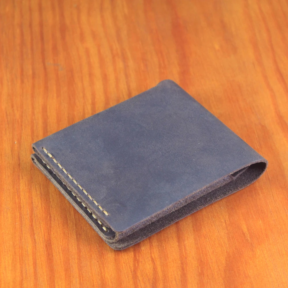 Luxury Handmade Genuine Leather Men Wallet Bifold Purse Male Wallets Short Money Clip Vintage Leather Money Bag with zip pocket