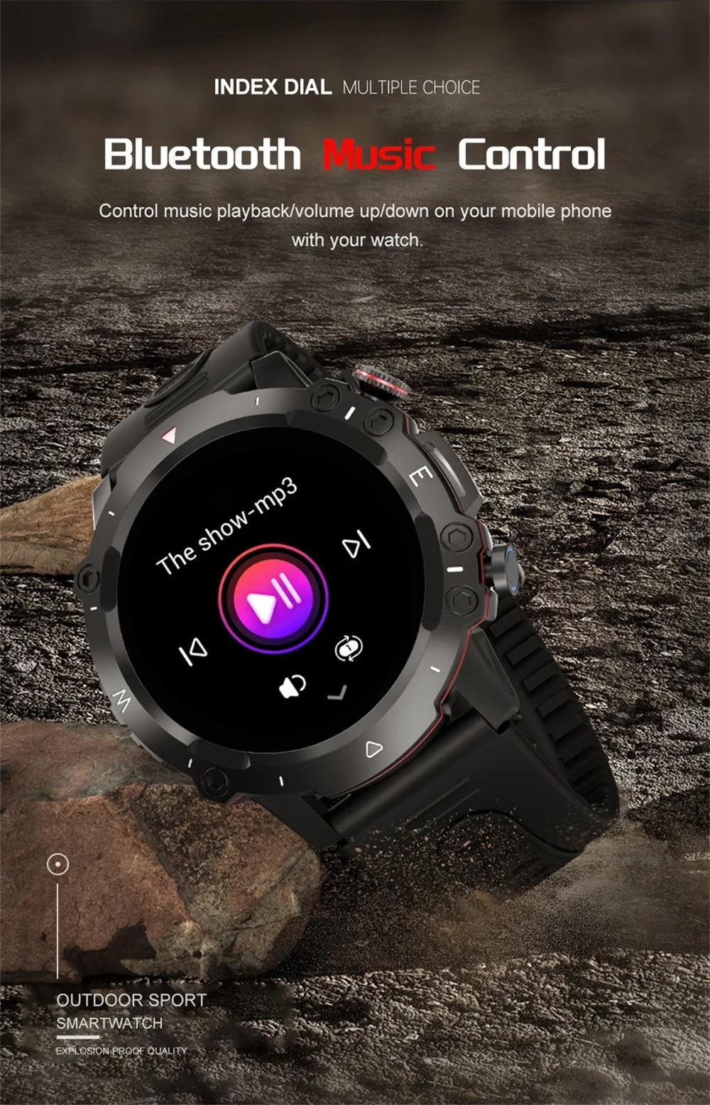 New Outdoor Sports Fitness Smart Watch Heat Rate Sleep Health Clock Waterproof Voice Assistant Alarm Clock Music Smartwatch