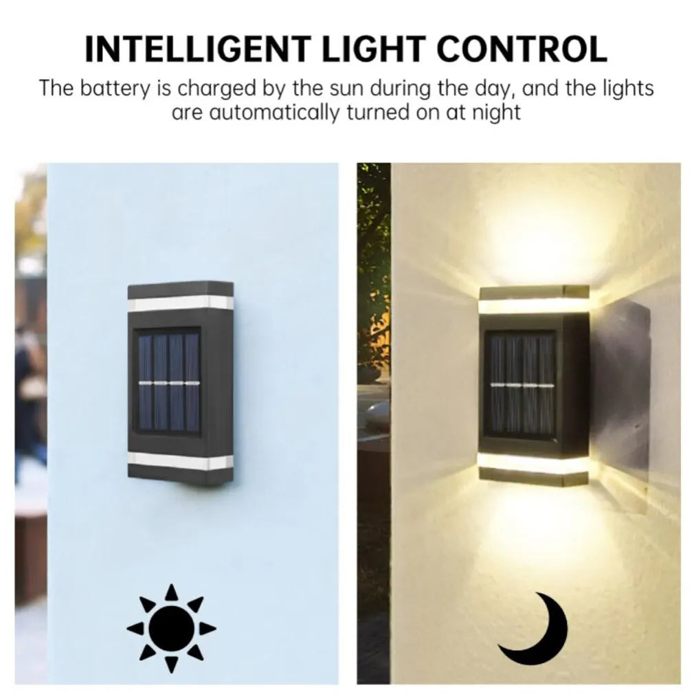 6Led Solar Wall Lamp Outdoor Waterproof Solar Powered Light UP and Down Illuminate Home Garden Yard Decoration Outside Sunlights
