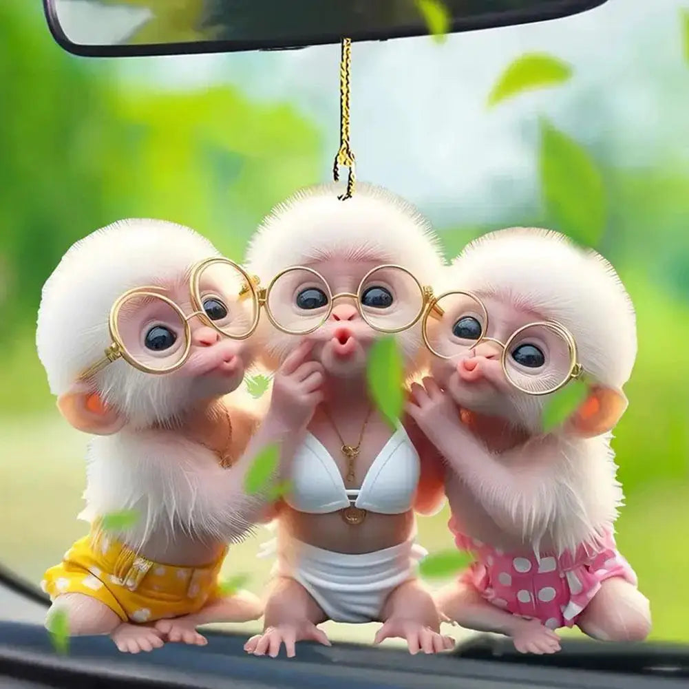 2D Acrylic Monkey Pendant Personalized Decor Pendant Christmas Monkey Pendant Acrylic Ornament For Car Cartoon Xmas Tree Decor