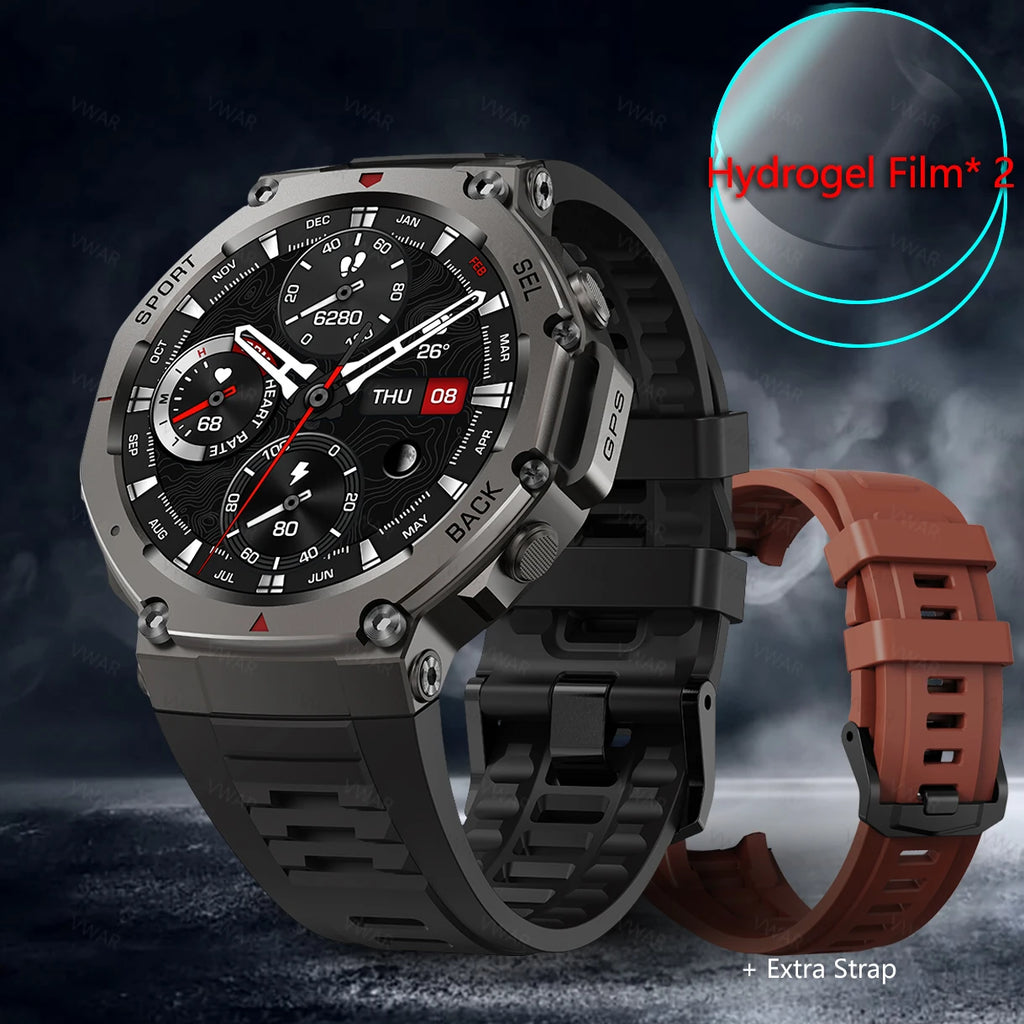 VWAR T-Rex 3 Pro Ultra Dual-Band GPS Military Smart Watch 48mm 10ATM Water-Resistant Compass Altimeter Smartwatch Men
