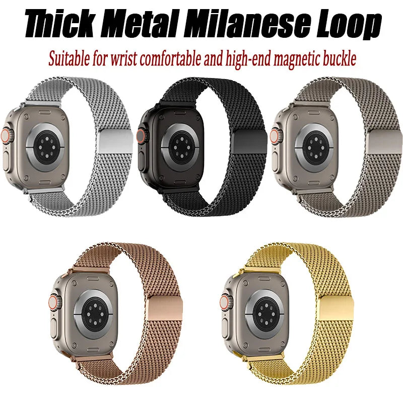 Fashion Steel Mesh Milanese Strap for Apple Watch Ultra 3 2 1 49mm 11 10 46/42mm Wristband IWatch 9 8 7 6 5 4 SE3 45-44-41-40mm