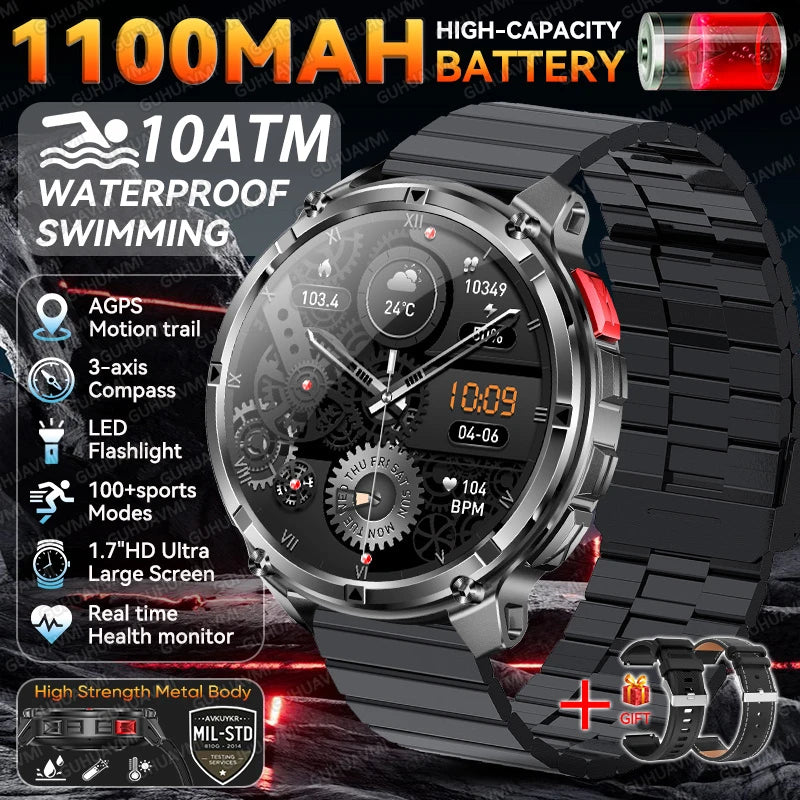 2026 New T-Rex 3 Pro Smart Watch 1100mAh Long Battery Dual-Band GPS 10ATM Waterproof Military Grade Sports Outdoor Smartwatches