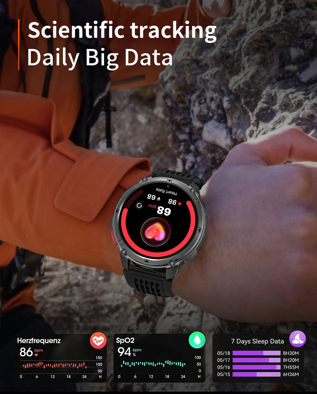LIGE Outdoor Sports Smart Watch Men HD Screen 1100mAh Large Battery Long Standby Time Bluetooth Call IP68 Waterproof Smartwatch