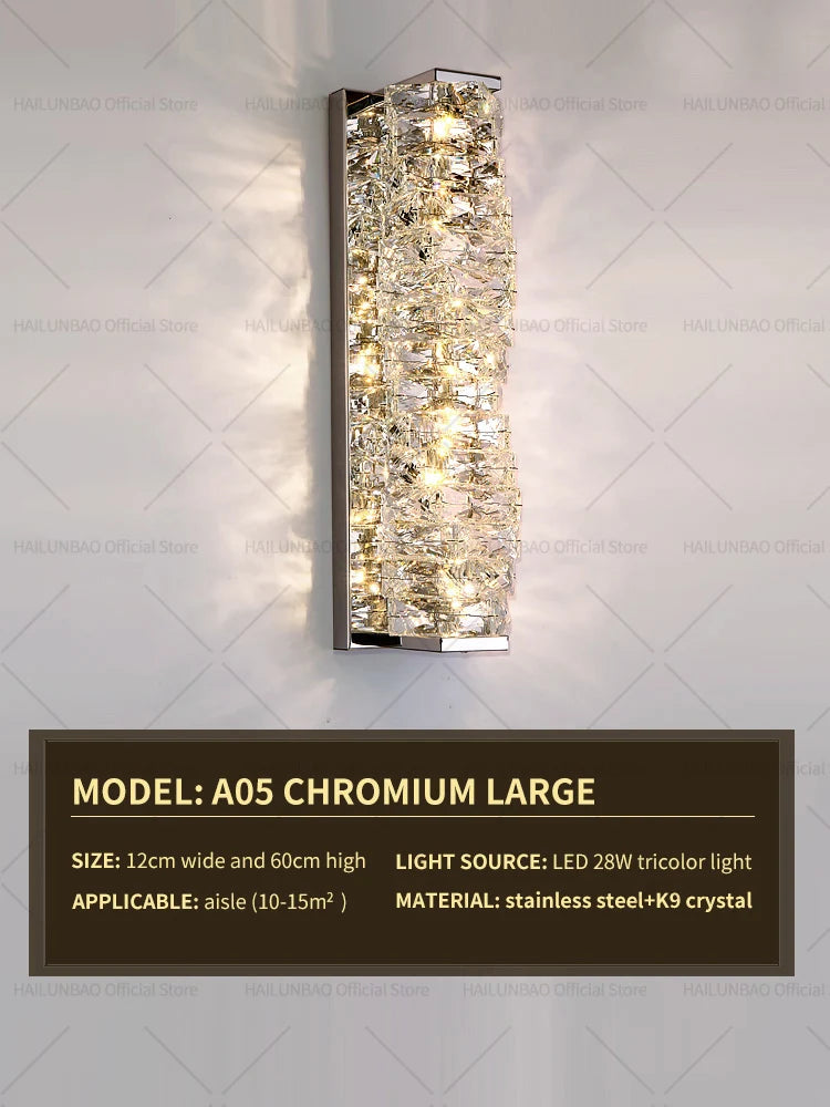 Light Luxury Crystal Wall Lamp Creative Villa Living Room TV Background Wall Lamp Network Red Modeling wall Bedroom Bedside Lamp
