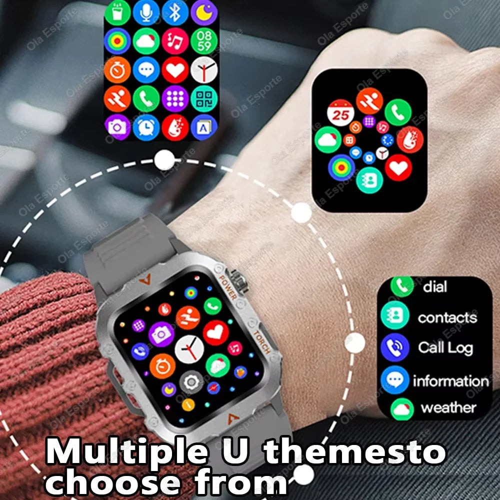 2026New Military GPS Smart Watch Men Bluetooth Call Sleep Health Monitoring LED Flashlight AI Voice Sports Waterproof Smartwatch