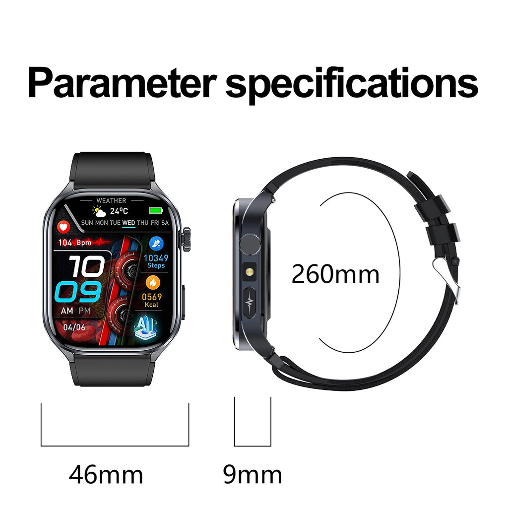 2026New Accurate Diagnosis Smart Watch ECG Blood Oxygen BP Uric Acid Lipids HD AMOLED Screen BT Call Health Smartwatch Men Women