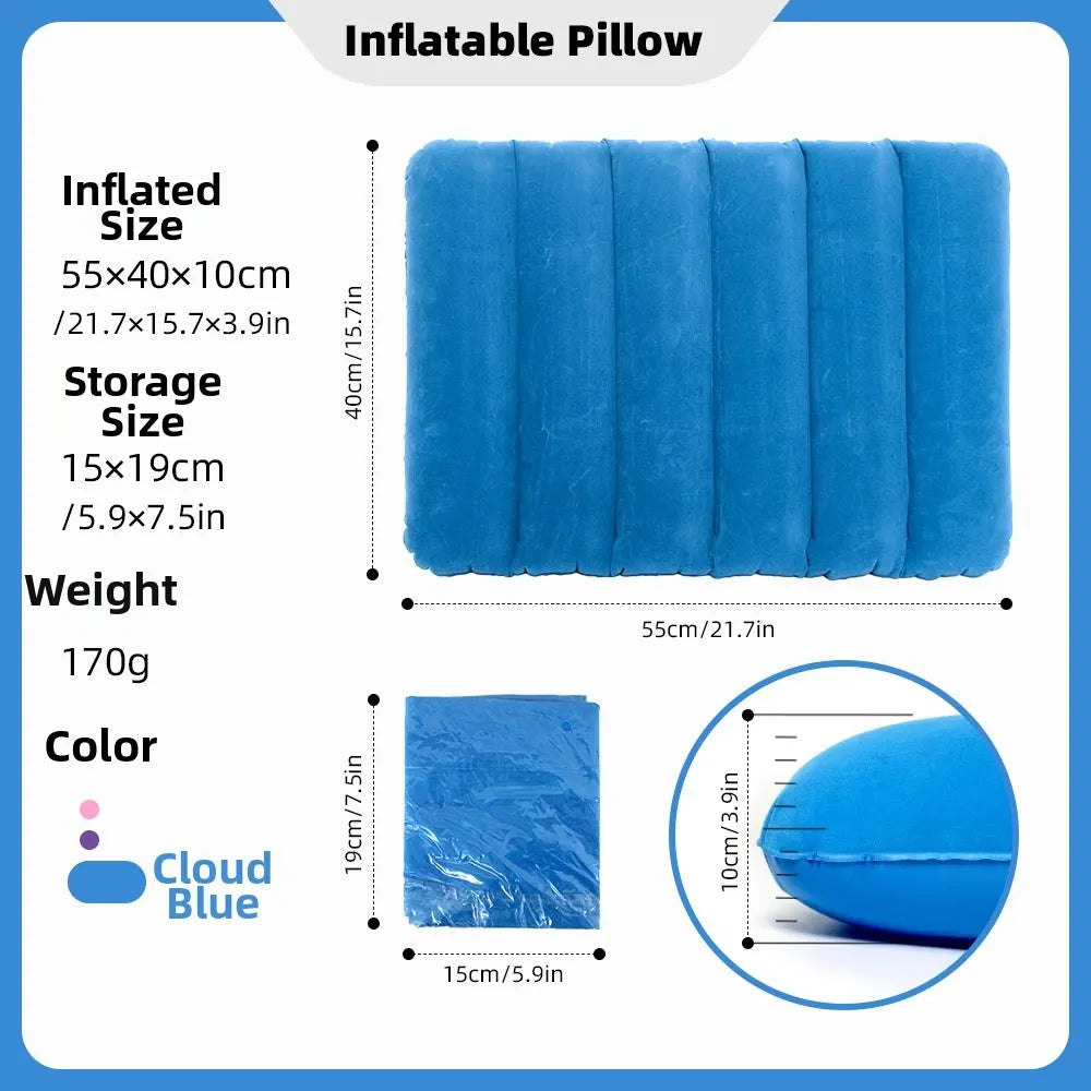 Triangular Travel Pillow Inflatable Office Neck Lumbar Support Pillow Thickened flocking Leg Rest Pillow for Air Travel