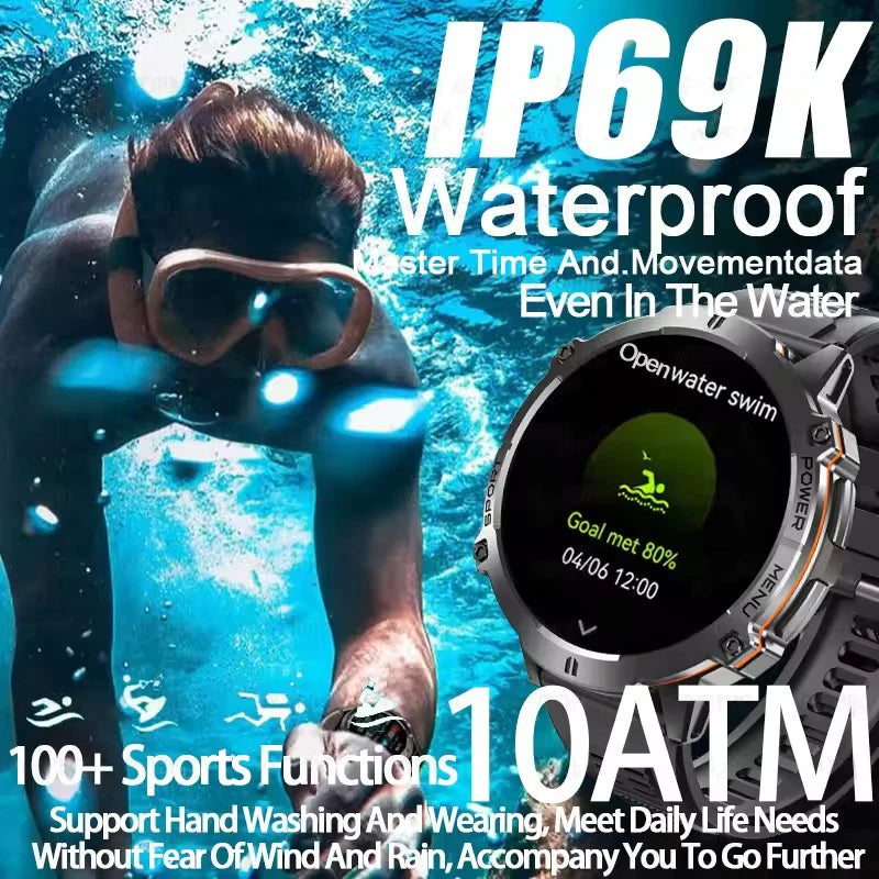 2025 New Military TREX3 1000mAh Battery Smart Watch 1.73-inch Screen 5ATM Waterproof GPS Altimeter Bluetooth Call Men Smartwatch