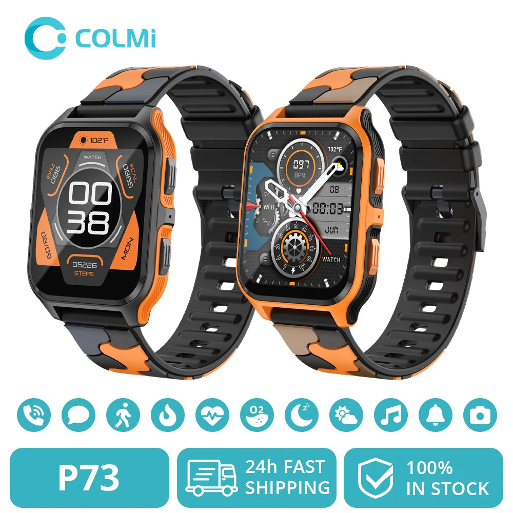 COLMI P73 1.9" Outdoor Military Smart Watch Men Bluetooth Call Smartwatch For Xiaomi Android IOS, IP68 Waterproof Fitness Watch