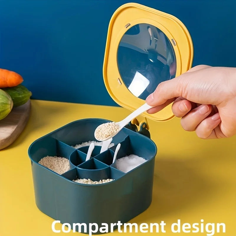 A 4-In-1 Large Capacity Seasoning Box with a Lid And Spoons Comes with Four Spoons for in The Home Kitchen for Salt Containers