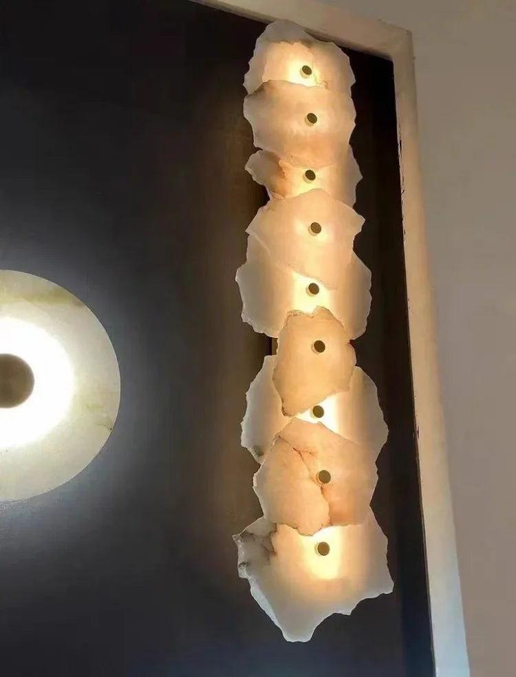 Modern Natural Marble All Copper LED Wall Lamp Dining Room Bedroom Bedside Living Room Indoor Creative Decoration Wall Light