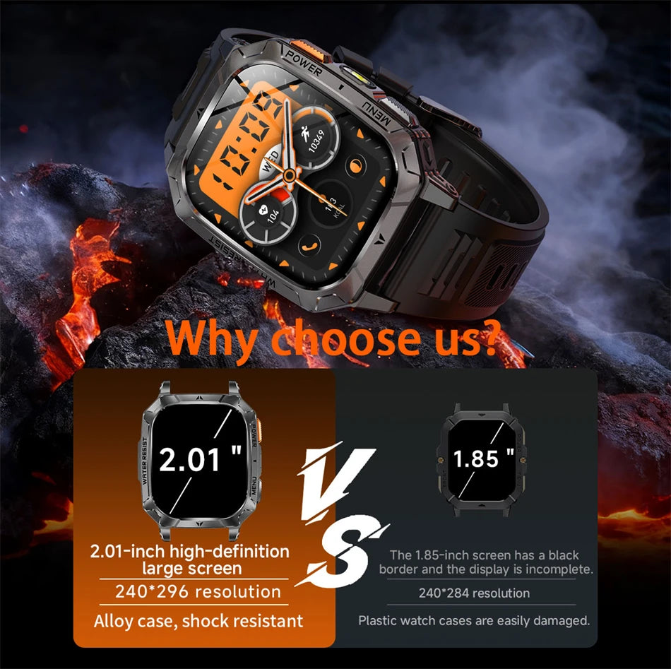 Upgrade 1400 mAh Battery Military Grade Smart Watch Men IP68 Waterproof 100+ Sports Modes Bluetooth Call AMOLED HD Smartwatches