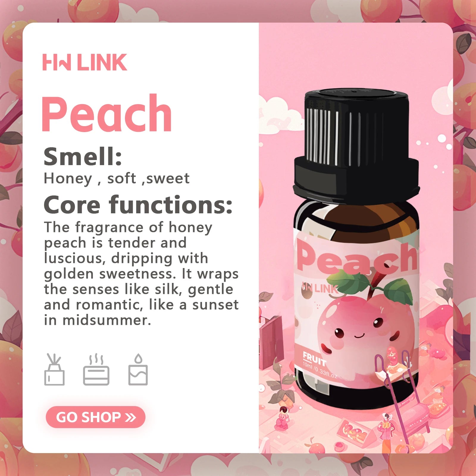 10ml Fruits Essential Oils for candles, soap making, aromatherapy, diffusers, home care with a long-lasting fruity scent