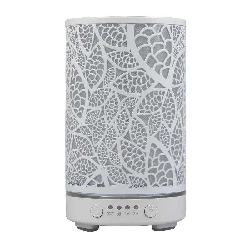 100ML Aroma Diffuser Ultrasonic Humidifier with 7 Color Light, 1H/2H Timer, Auto Shut-Off, Leaf Essential Oil Diffuser for Home