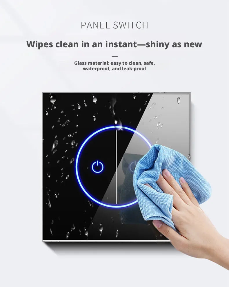 Tuya Smart Life WiFi Smart Touch Switch Tempered Glass Panel WiFi Bluetooth Dual Mode+RF433 Alexa/Google Home Voice Control