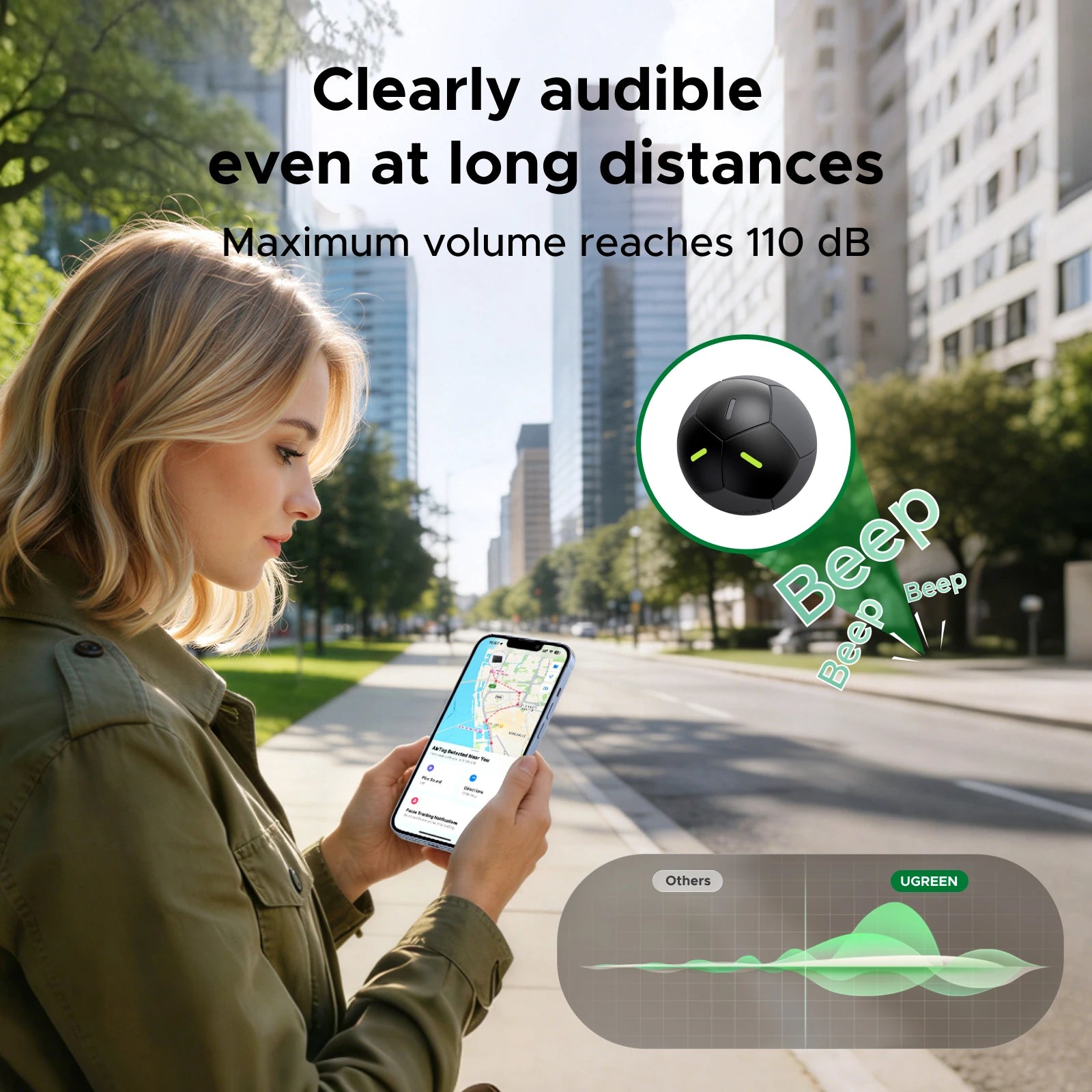 【Soccer-Shaped Design】UGREEN FineTrack Smart Finder Tracker for iOS Apple Find My | 5-Year Battery Life | IP68 Waterproof