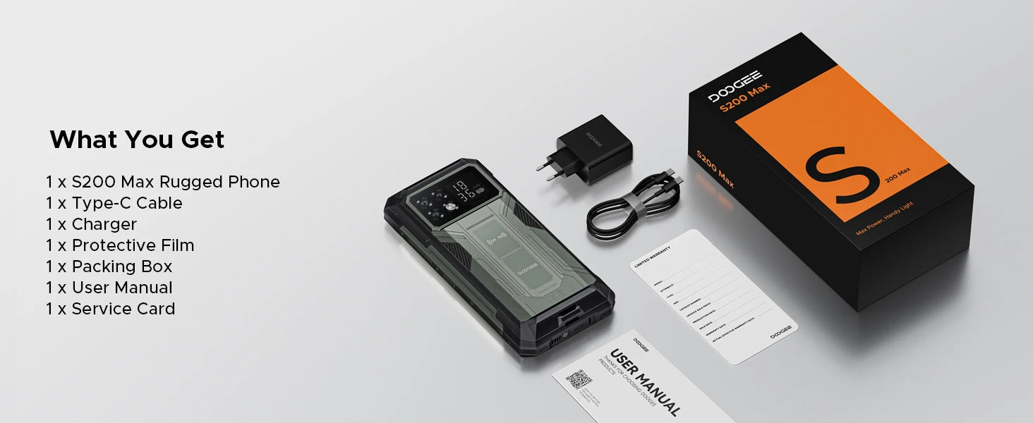 DOOGEE S200 Max 5G Rugged Phone 1.32" Rear Display Dual light Flashlight 16GB 512GB 22000mAh  6.72'' 120Hz Screen Smartphone NFC
