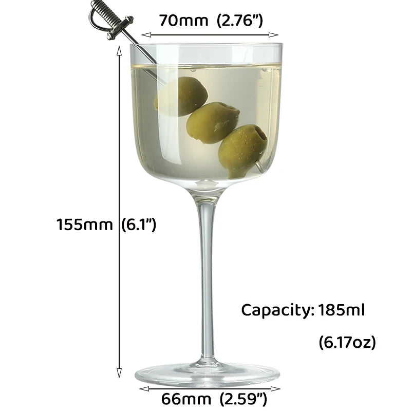 Nick and Nora Cocktail Glasses, 185ml Hand Blown Martini Glasses Set of 4