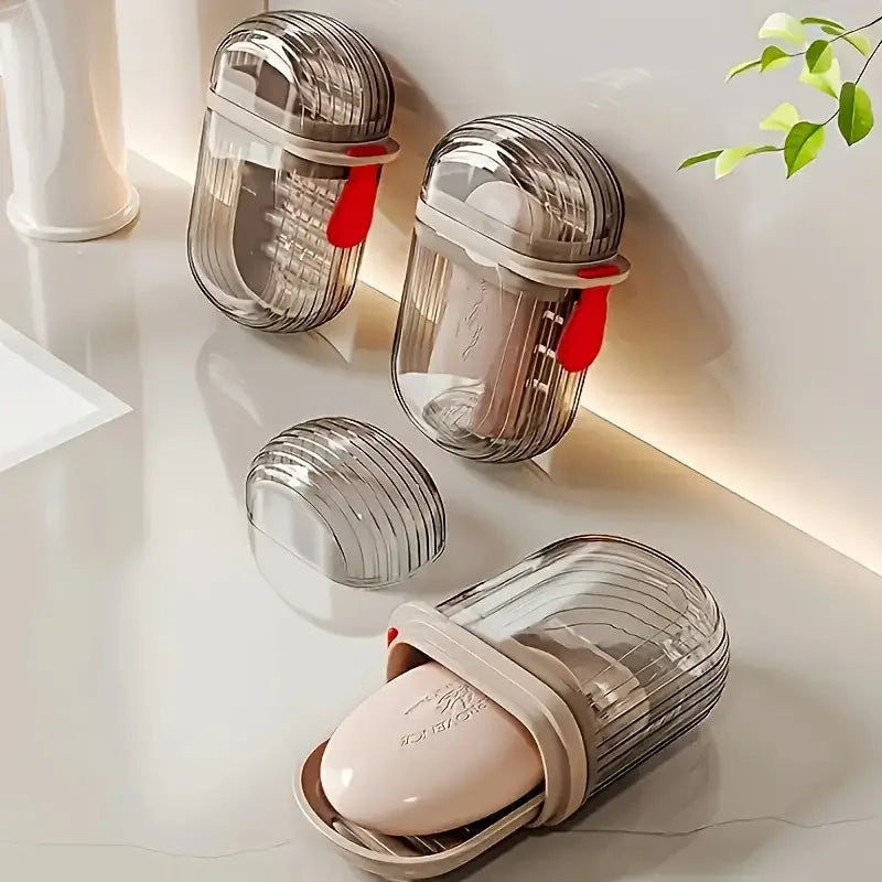 1/2pcs Creative Travel Soap Box with Lid Sealed and Drainable Portable Small Soap Box for Business Trip Travel Soap Box