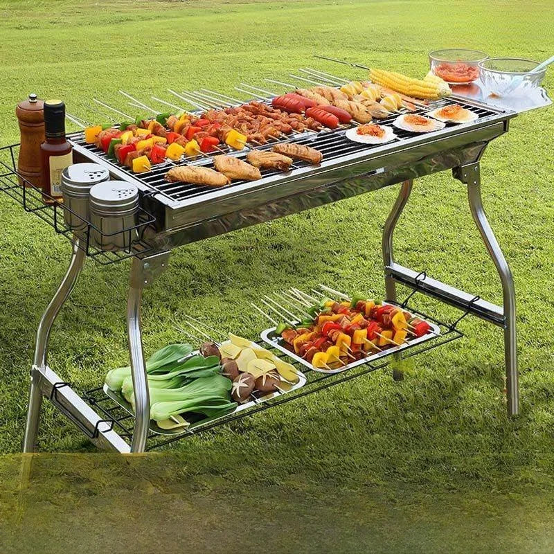 Large Portable Outdoor BBQ Grill Charcoal Grill Cooking Tool for Camping Picnic Garden Home Use Easy to Clean Easy to Carry