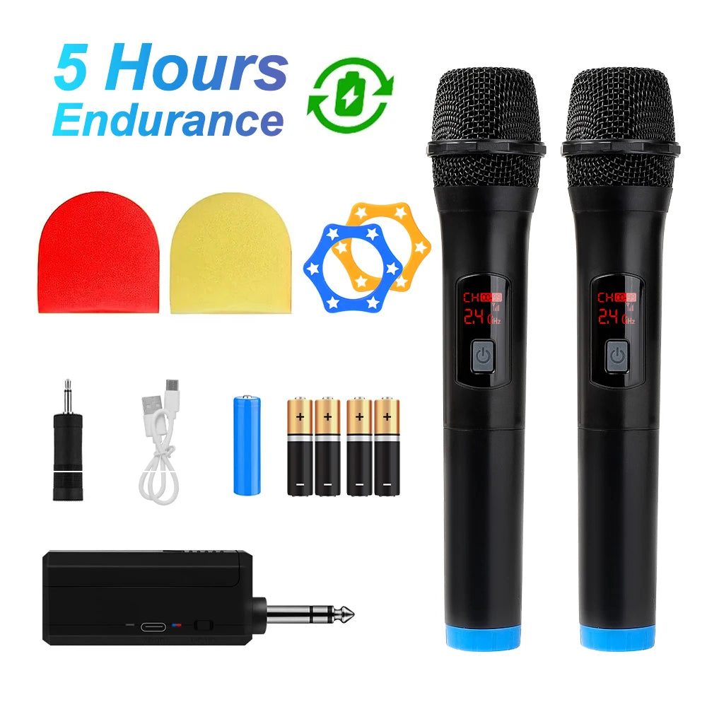 Wireless Microphone Handheld Micphone 2 Channels UHF Fixed Frequency Mic For Party Karaoke Professional Church Show Meeting