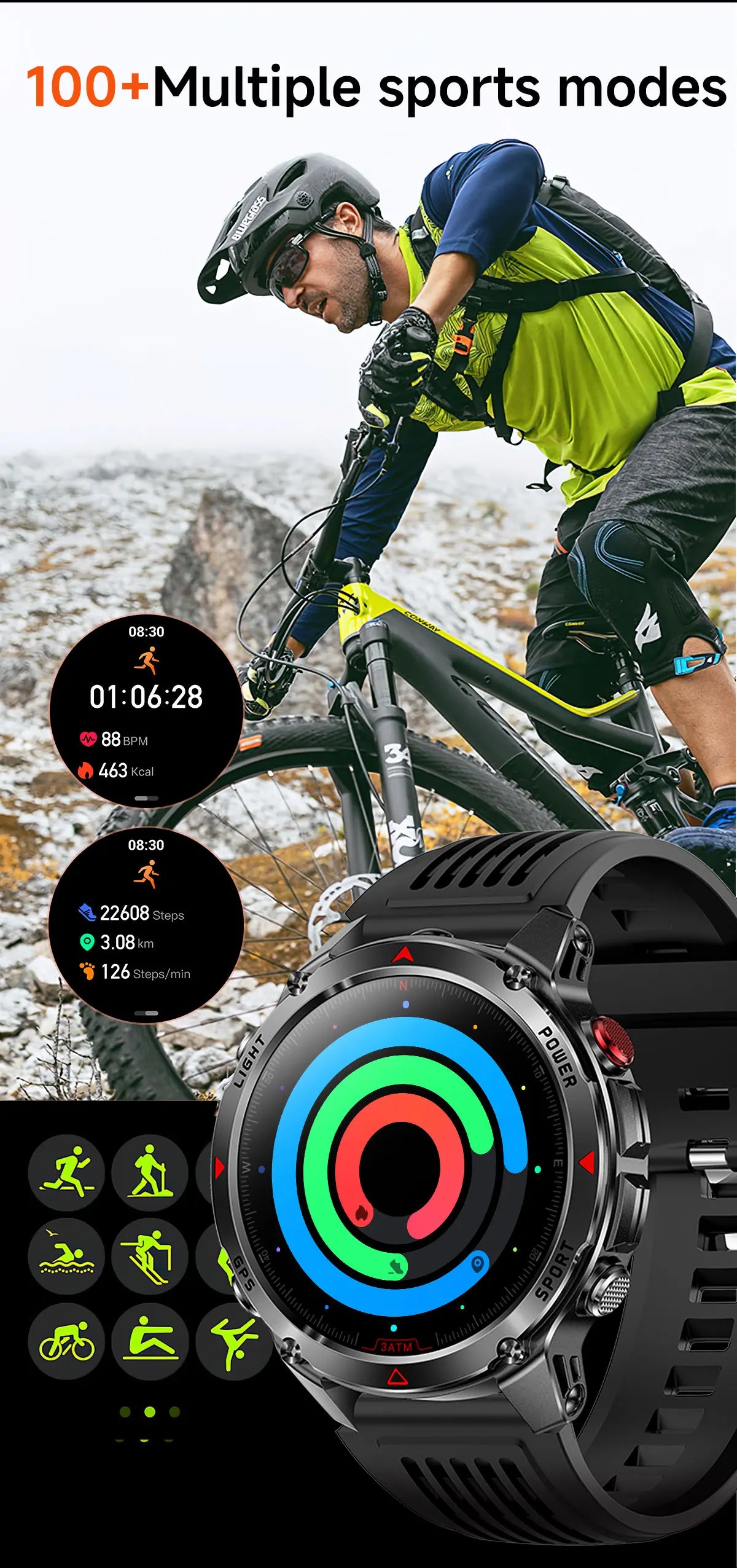 T-Rex 3 Pro Military Grade AGPS Smart Watch 10ATM Waterproof Dual-band GNSS Compass Altimeter AMOLED Swim Sports Smart Watch Men