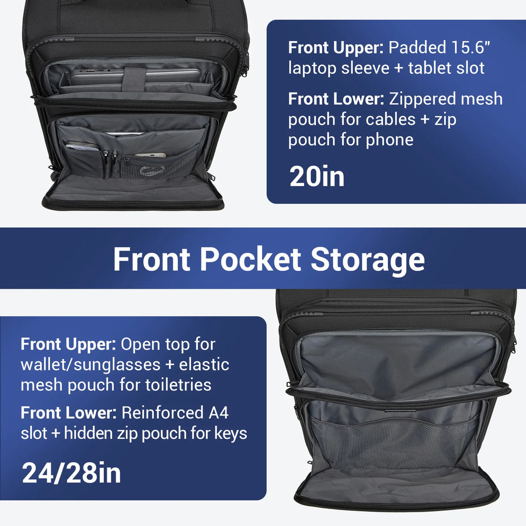 British Traveller - Suitcase Adjustable Handle, 4 Spinner Wheels, Lightweight, TSA Lock - Recycled Polyester Luggage （S/M/L)