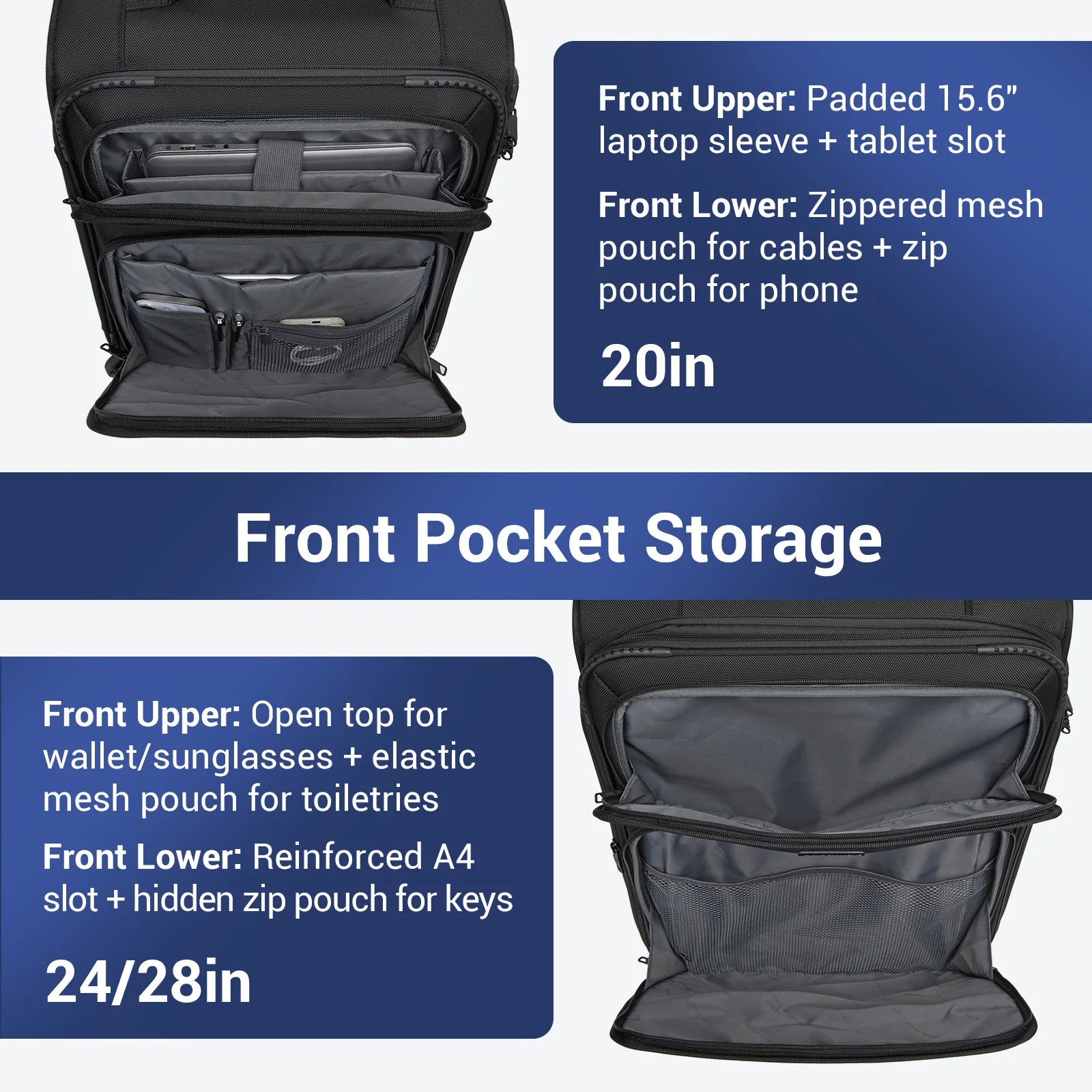 British Traveller - Suitcase Adjustable Handle, 4 Spinner Wheels, Lightweight, TSA Lock - Recycled Polyester Luggage （S/M/L)