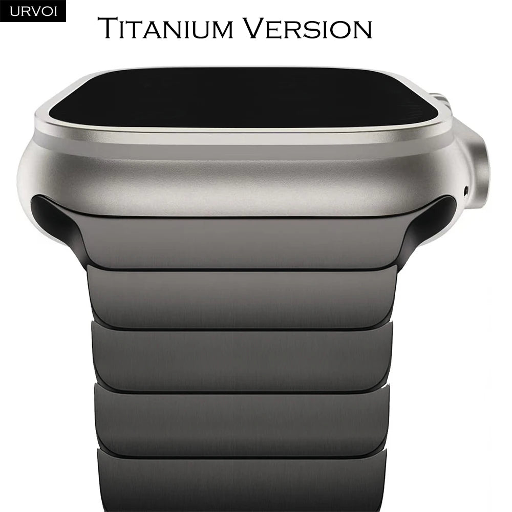 URVOI Titanium link bracelet for Apple Watch Ultra 3 2 Series 11 10 9 8 7 SE magnetic buckle strap wristband 45 49mm