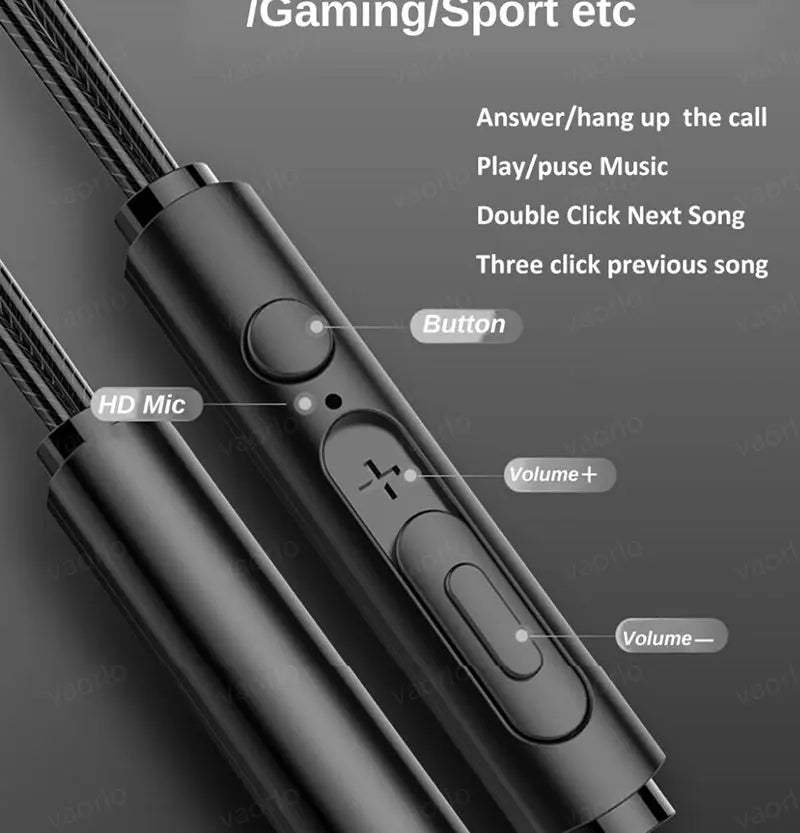 Wired Earphone 3.5mm AUX/Type C In-Ear HIFI 6D Surround Bass In-Ear Game Music Headsets With MIC For Samsung Huawei Xiaomi PC