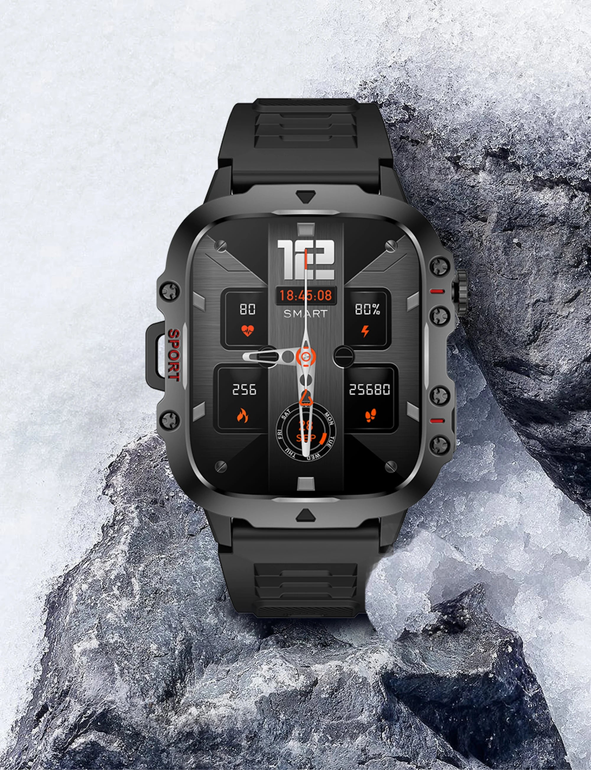 Military GPS Tracker SmartWatch Men 5ATM Outdoor Sports Fitness Tracker Health Monitor 1.96 BT Call Smartwatch For IOS Android