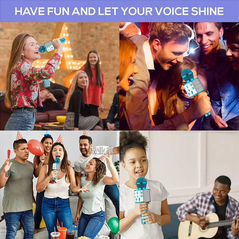 Wireless Karaoke Microphone , Bluetooth Speaker, Multi-Function Controls 5-In-1  Handheld Mic  For Party, Great Birthday Gift