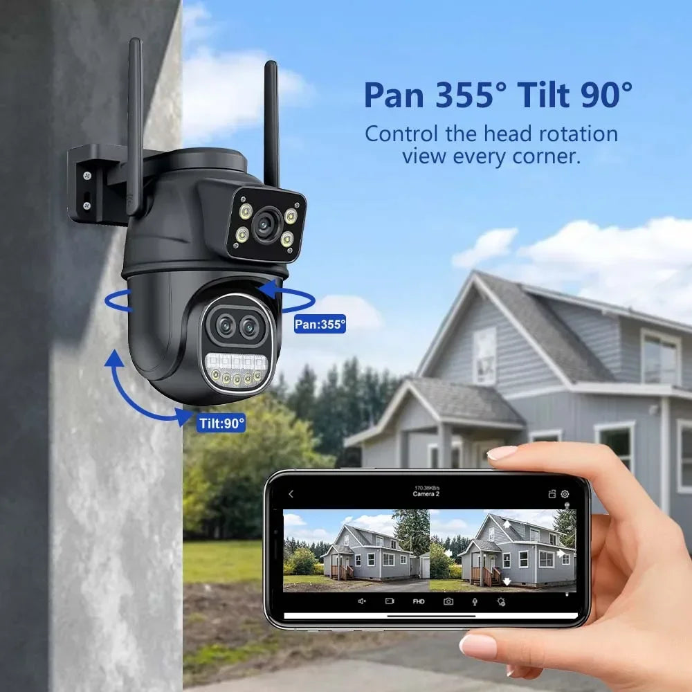 ICSEE Smart WIFI Security Camera 12MP 8K Three Lens 8X Zoom Outdoor HD Video Surveillance IP Cameras IPTV CCTV PTZ Auto Tracking