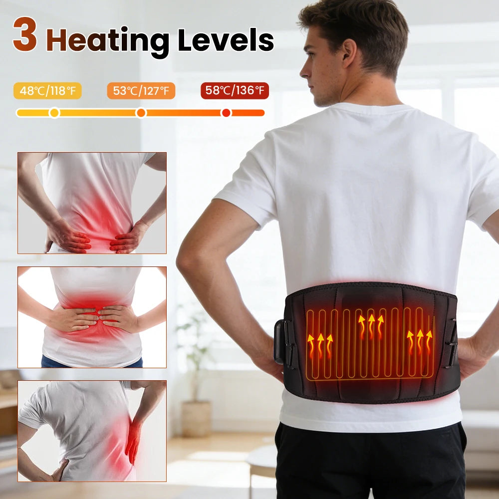 Electric Heating Waist Massage Belt Infrared Vibration Hot Compress Lumbar Brace Spine Protect Massager Back Support Belt