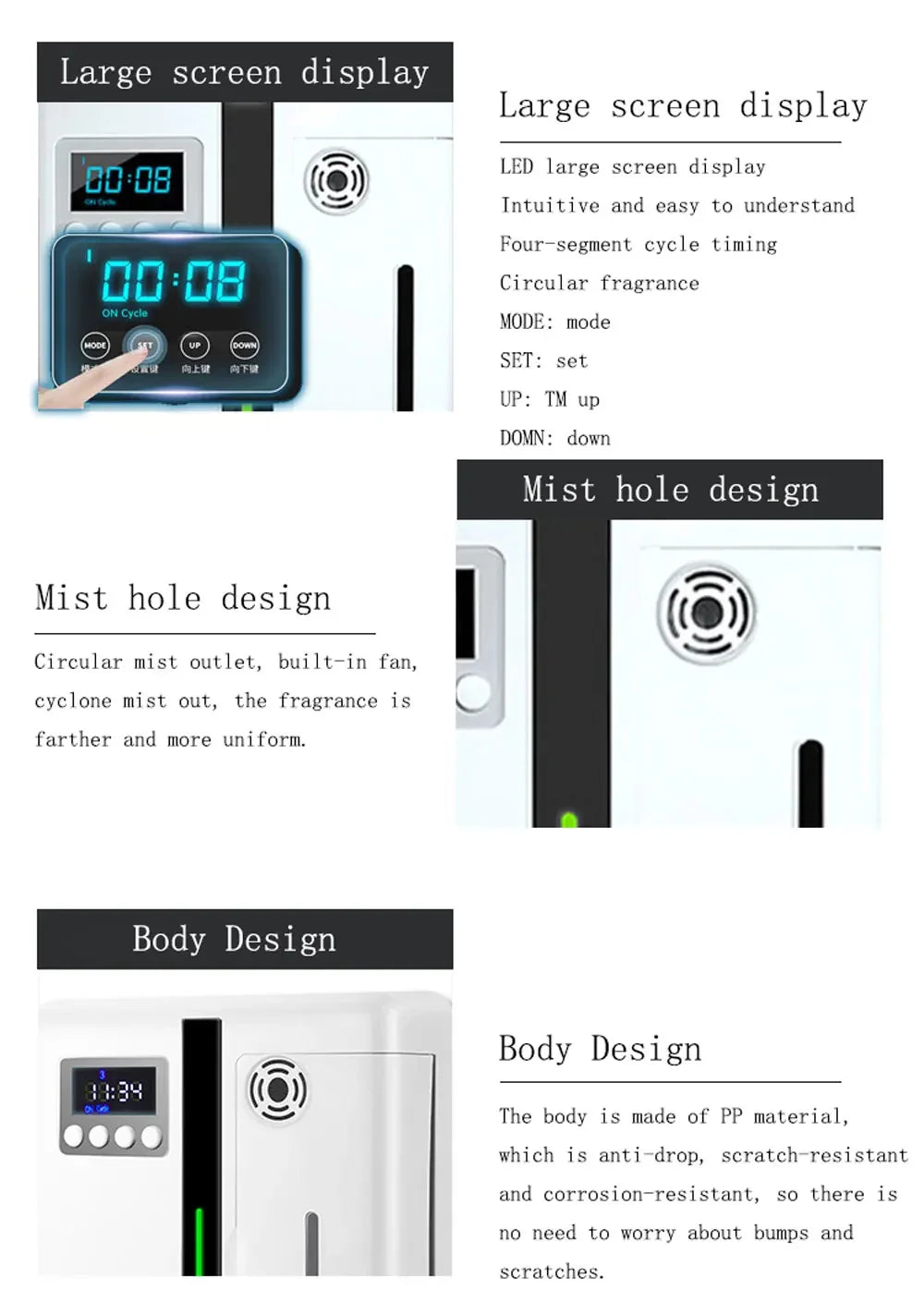 Fragrance Diffuser Coverage 300m³ Room Air Freshener Bluetooth Oil Diffuser For Essential Oil Electric Smell For Home Perfume
