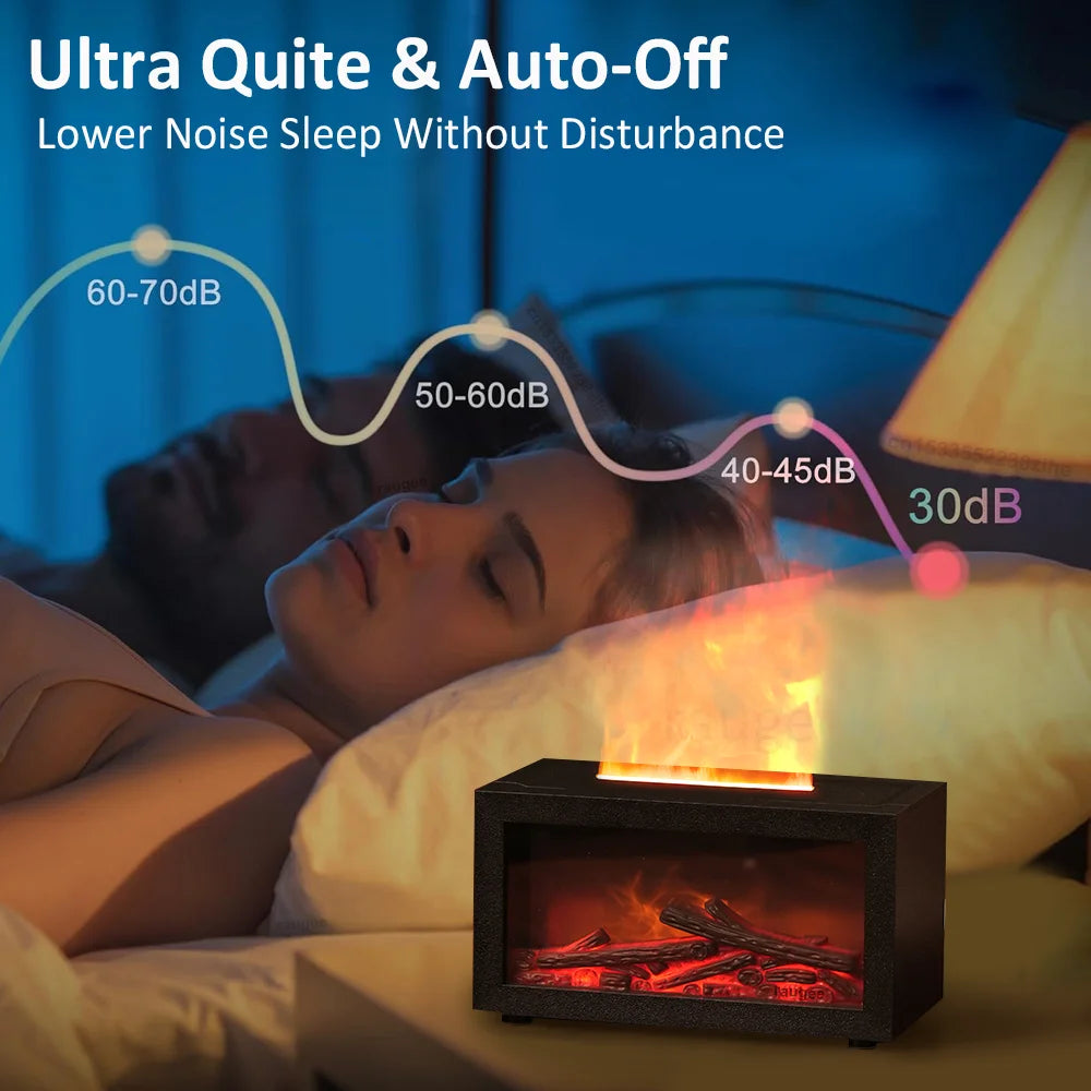 Fireplace Humidifier Aroma Flame Humidifier Fragrance Diffuser Aromatherapy Essential Oil Diffuser Fire Humidifier for Home Room