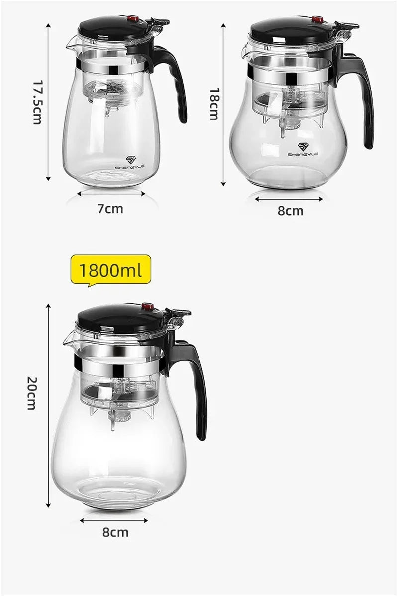 500ml-1800ml  Glass Teapot  Borosilicate Glass Split Type Teapot Heat Resistant Glass Teapot Tea Part Gift Idea Household
