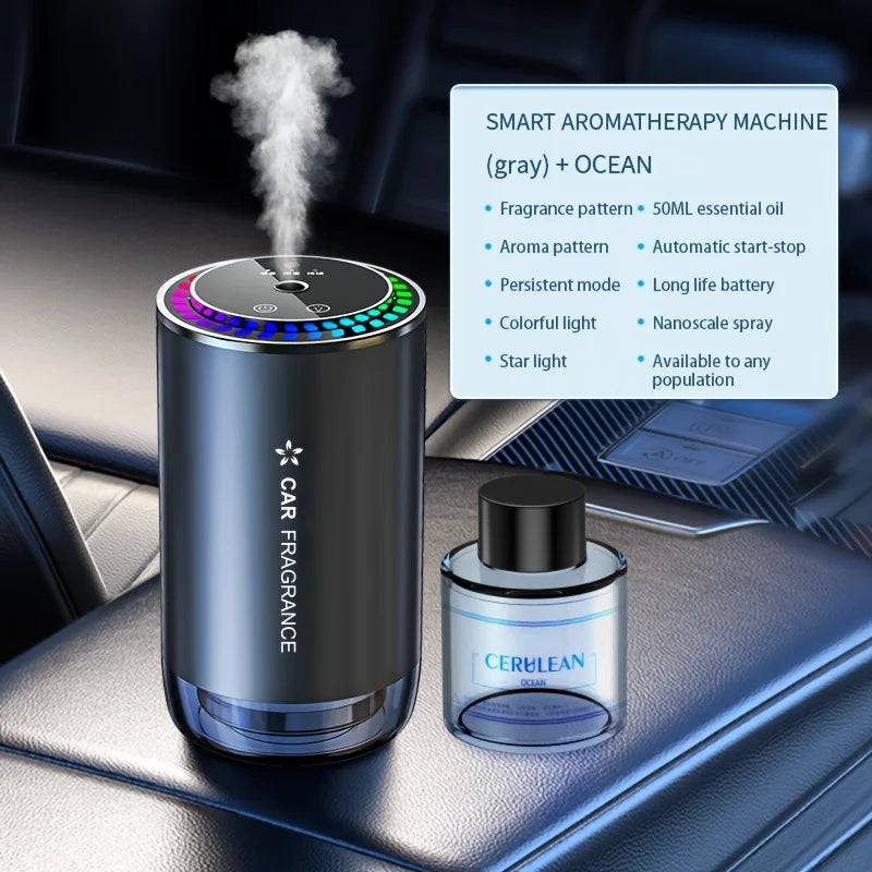Car Aroma Diffuser with Perfume, Aromatherapy Oil Diffuser with Projective Star Light for Car Fragrance, Driving Induction Spray